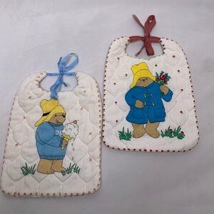 Children’s Vintage paddington bear quilted baby bibs double sided homemade apron